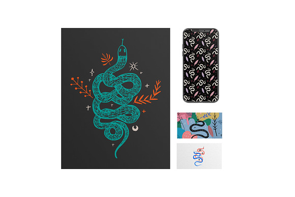 Boho Snakes & Plants Bundle in Illustrations - product preview 4