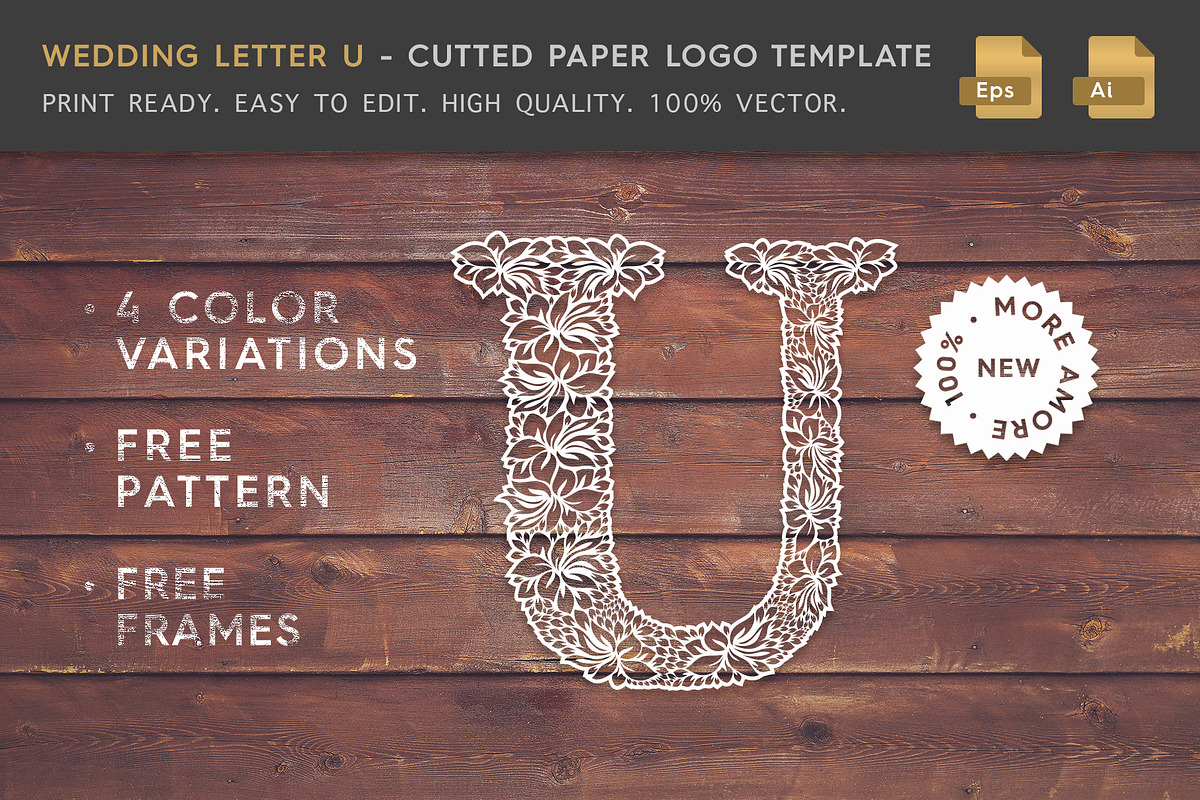 Wedding Letter U - Logo Template in Logo Templates - product preview 8