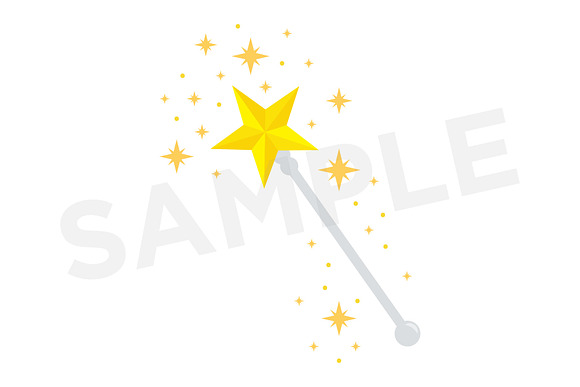 Magic Star Fairy Wand Clip Art in Objects - product preview 3