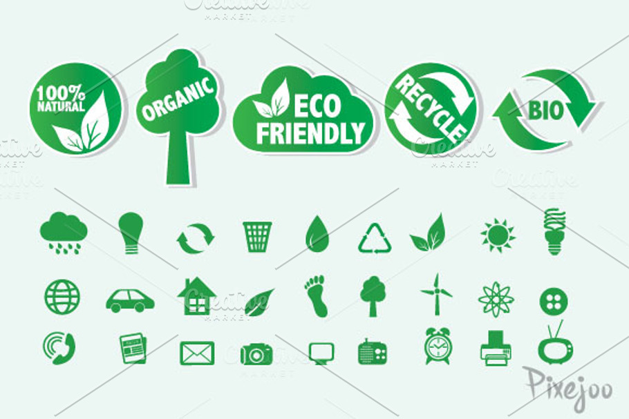 32 Eco Friendly Icons and Labels