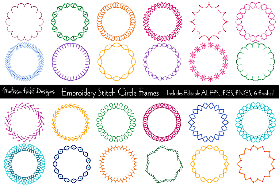 Embroidery Stitch Circle Frames