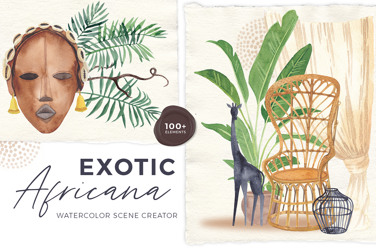 Africana - watercolor scene creator in Objects - product preview 8