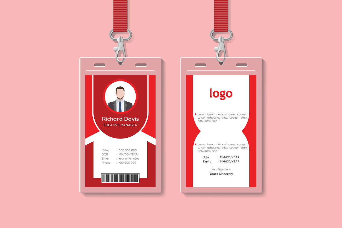 Red Corporate ID Card Template in Card Templates - product preview 8