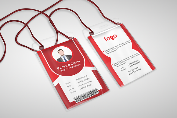 Red Corporate ID Card Template in Card Templates - product preview 1