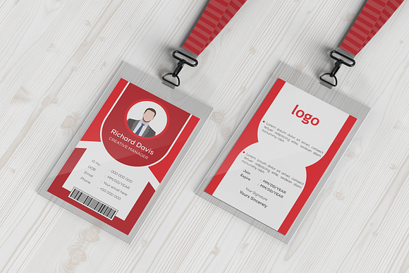 Red Corporate ID Card Template in Card Templates - product preview 2