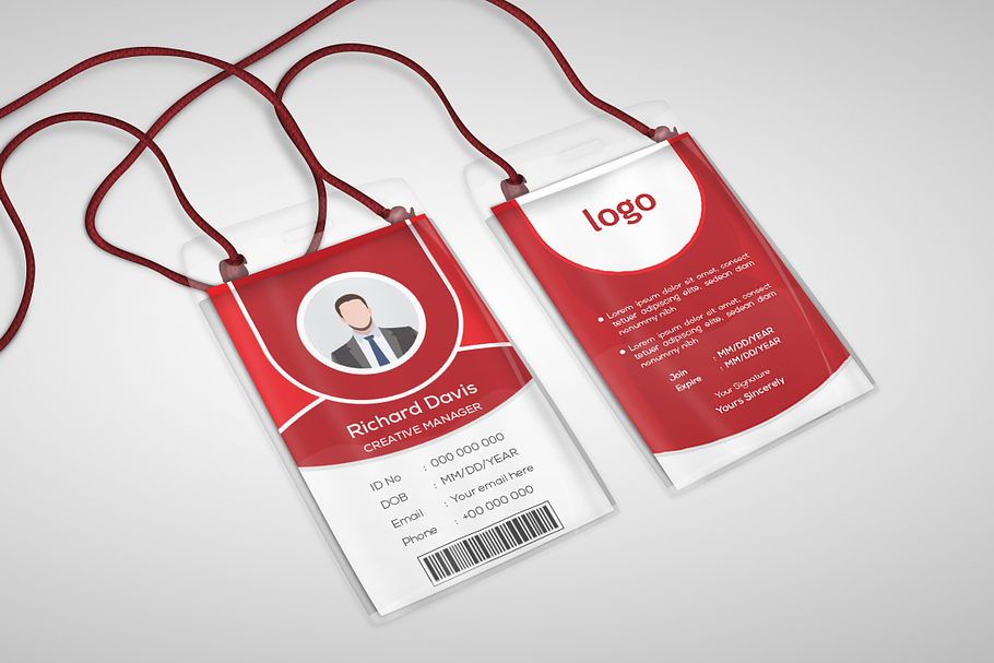 Modern Red ID Card Template in Card Templates - product preview 8