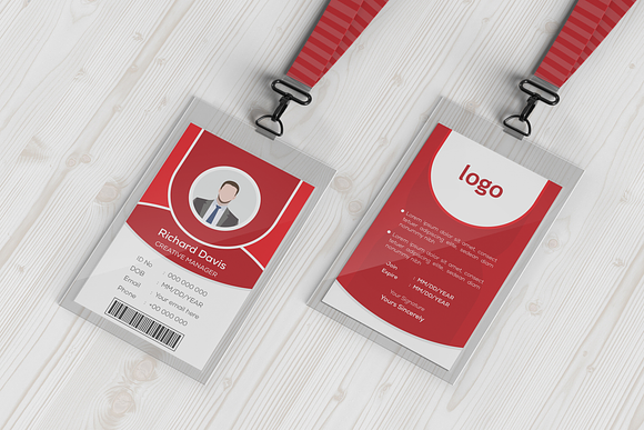 Modern Red ID Card Template in Card Templates - product preview 2