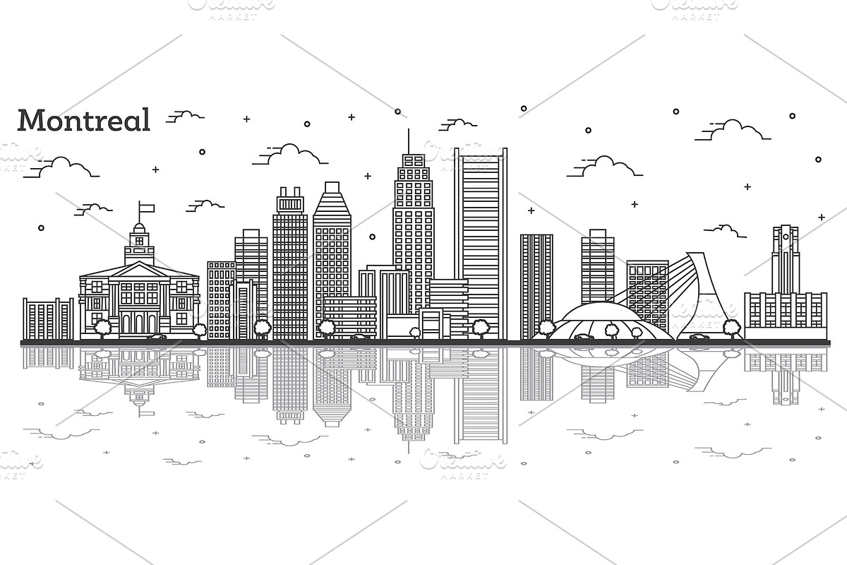 Outline Montreal Canada City Skyline in Illustrations - product preview 8