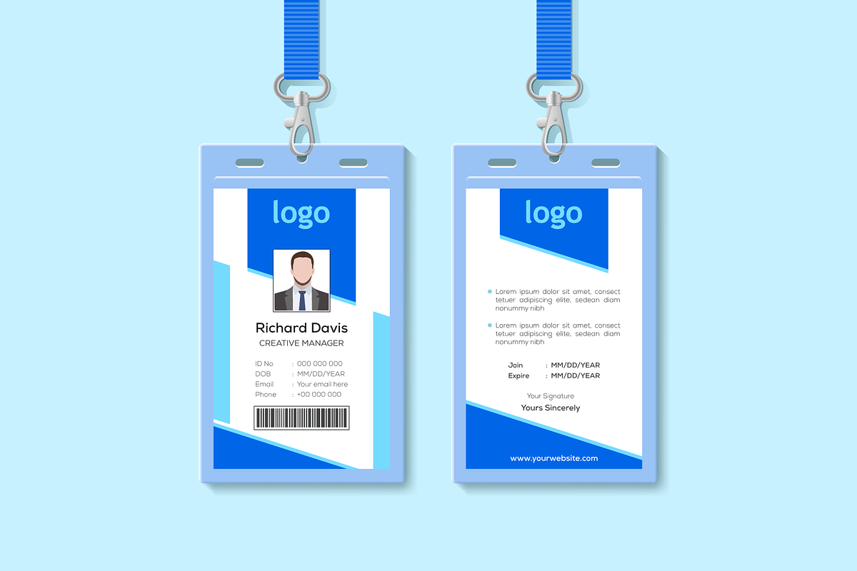Elegant ID card design template in Card Templates - product preview 8
