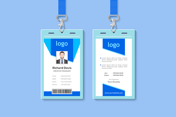 Modern Blue ID Card Template
