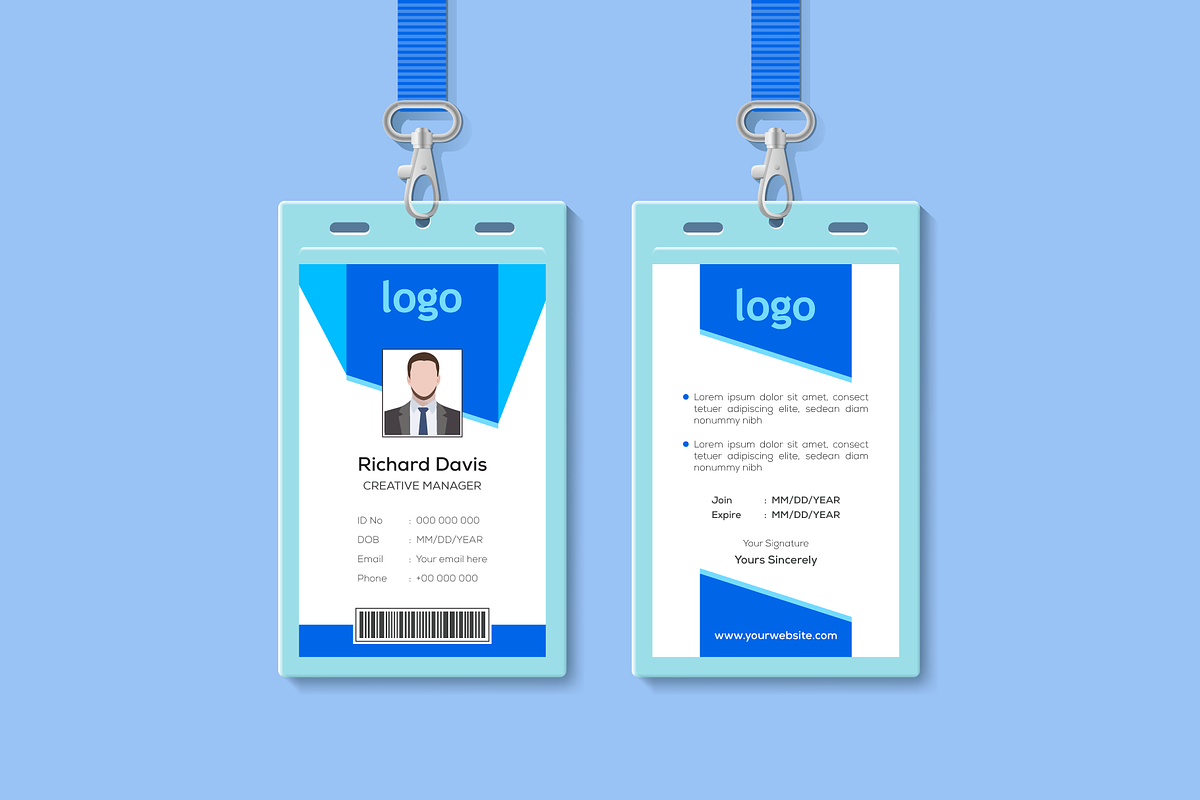 Modern Blue ID Card Template in Card Templates - product preview 8