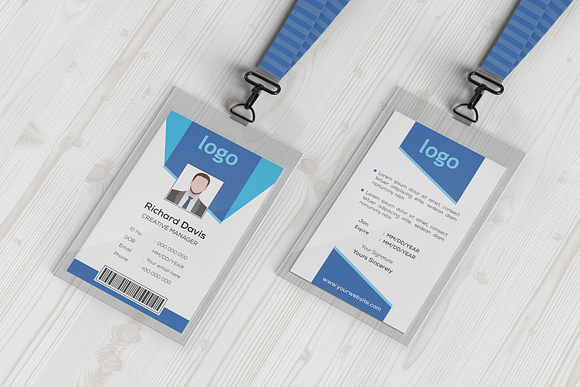 Modern Blue ID Card Template in Card Templates - product preview 2