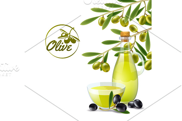 Olive Oil Realistic Set in Illustrations - product preview 3