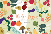 Modern Veggies Patterns & Elements