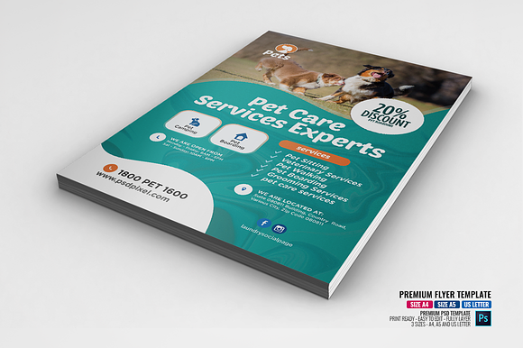 Pet Care Company Flyer in Flyer Templates - product preview 1
