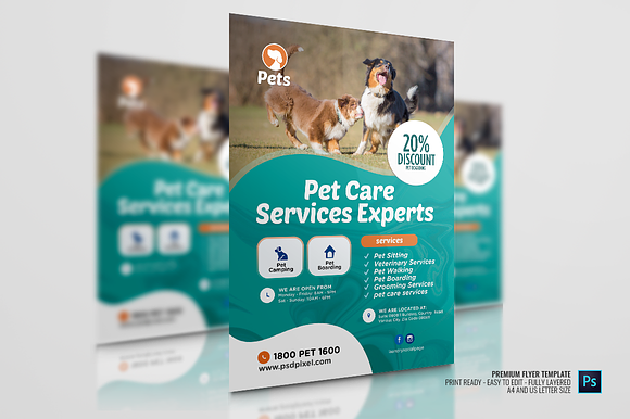 Pet Care Company Flyer in Flyer Templates - product preview 2