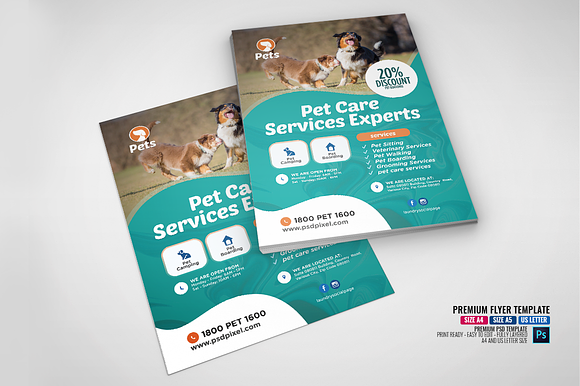Pet Care Company Flyer in Flyer Templates - product preview 3