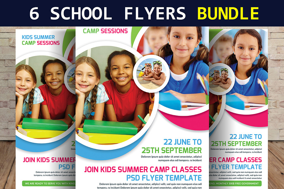 6 School Education Flyers Bundle in Invitation Templates - product preview 8