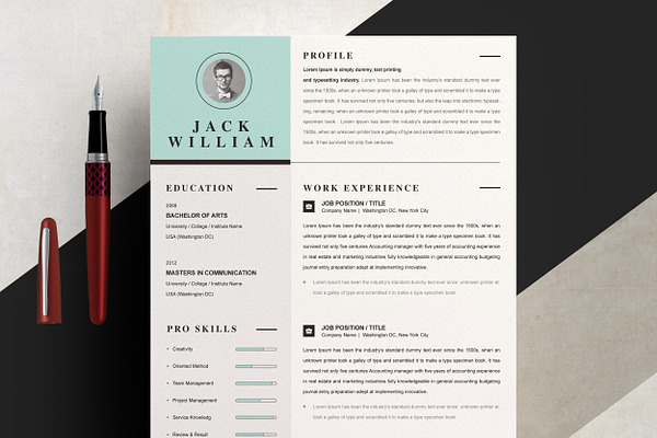 One Page Resume Template with Cover