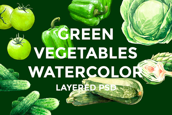 30% OFF Green Vegetables watercolor