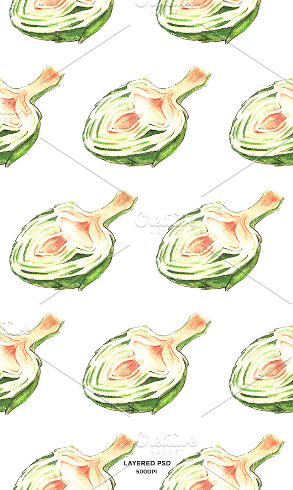 30% OFF Green Vegetables watercolor in Illustrations - product preview 2
