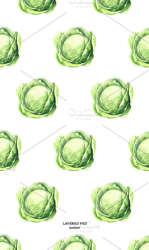 30% OFF Green Vegetables watercolor in Illustrations - product preview 3
