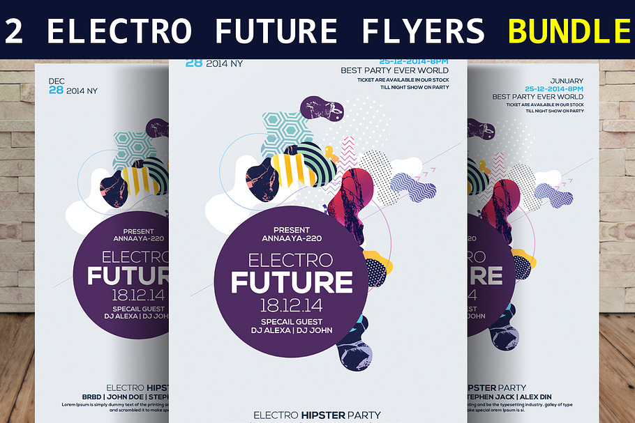 2 Electro Future Party Flyers Bundle in Flyer Templates - product preview 8