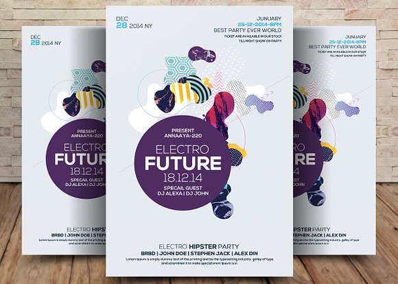 2 Electro Future Party Flyers Bundle in Flyer Templates - product preview 1