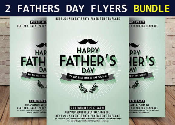 2 Fathers Day Flyers Bundle in Invitation Templates - product preview 1