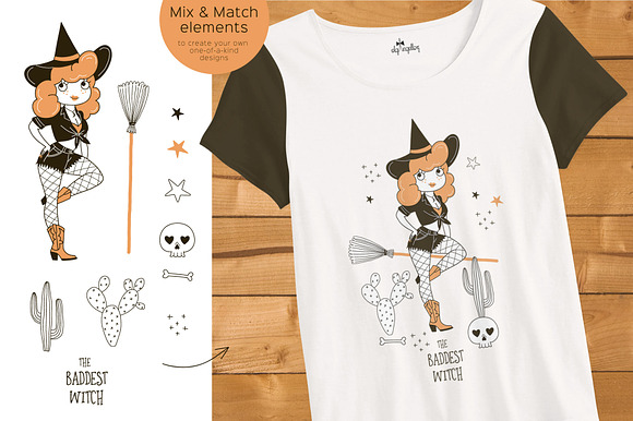 Witch Power Halloween clip-art set in Illustrations - product preview 2