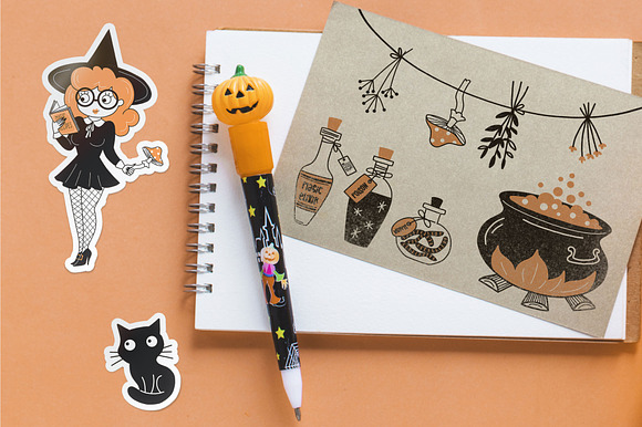 Witch Power Halloween clip-art set in Illustrations - product preview 4