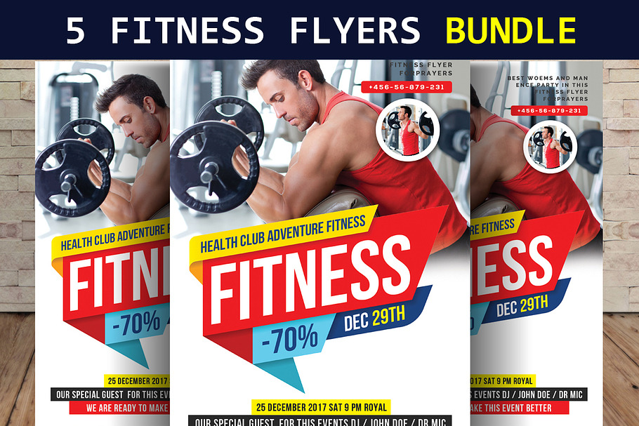 5 Body Fitness Club Flyers Bundle in Flyer Templates - product preview 8
