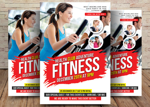 5 Body Fitness Club Flyers Bundle in Flyer Templates - product preview 1