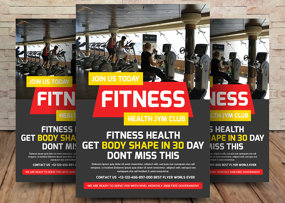 5 Body Fitness Club Flyers Bundle in Flyer Templates - product preview 2