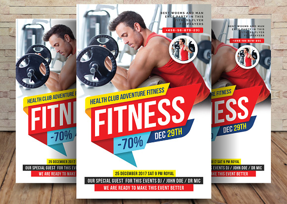 5 Body Fitness Club Flyers Bundle in Flyer Templates - product preview 3