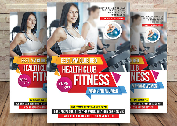 5 Body Fitness Club Flyers Bundle in Flyer Templates - product preview 4