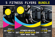 5 Gym & Fitness Club Flyers Bundle