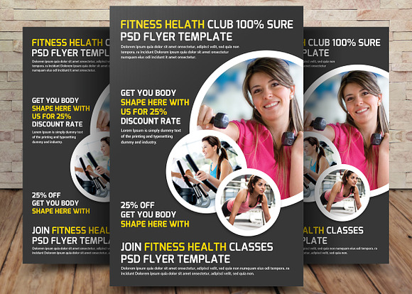 5 Gym & Fitness Club Flyers Bundle in Flyer Templates - product preview 1