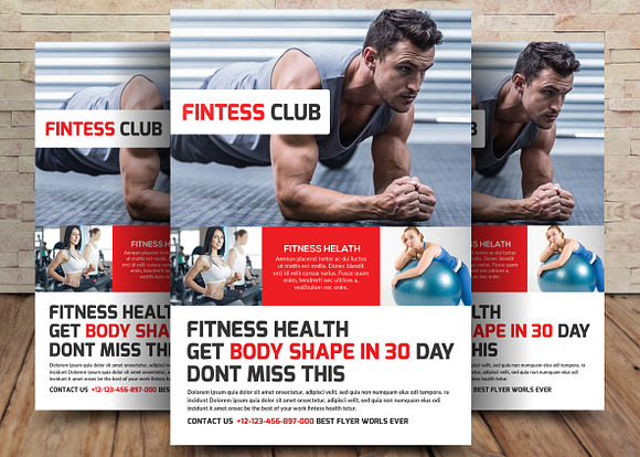 5 Gym & Fitness Club Flyers Bundle in Flyer Templates - product preview 3