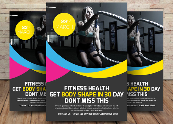 5 Gym & Fitness Club Flyers Bundle in Flyer Templates - product preview 4