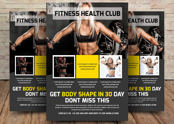 5 Gym & Fitness Club Flyers Bundle in Flyer Templates - product preview 5