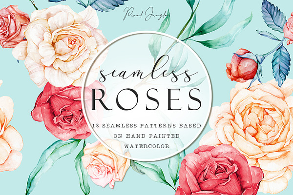 Seamless watercolor papers w/ roses