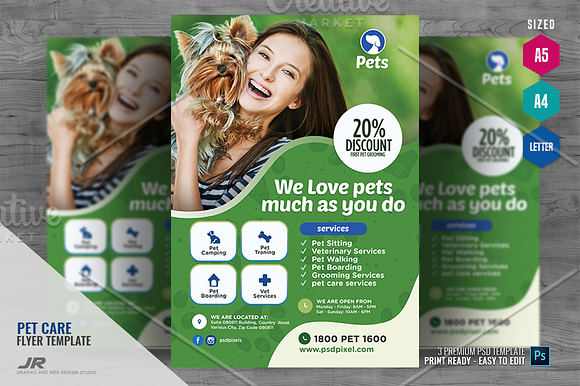 Pet Services Flyer in Flyer Templates - product preview 1