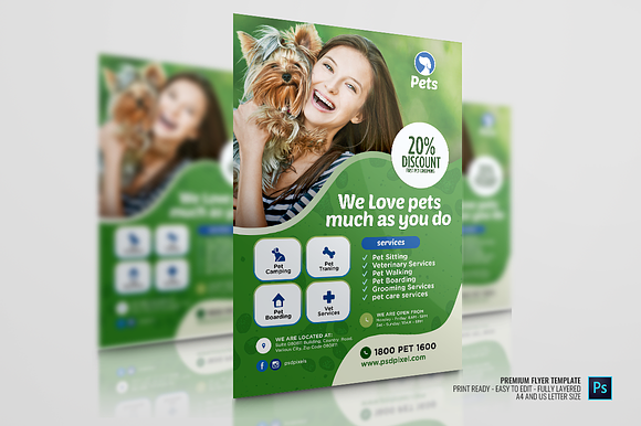 Pet Services Flyer in Flyer Templates - product preview 2