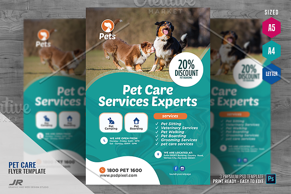 Pet Care Company Flyer in Flyer Templates - product preview 4