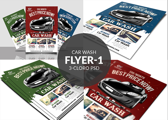Car Wash Flyer Bundle in Flyer Templates - product preview 1