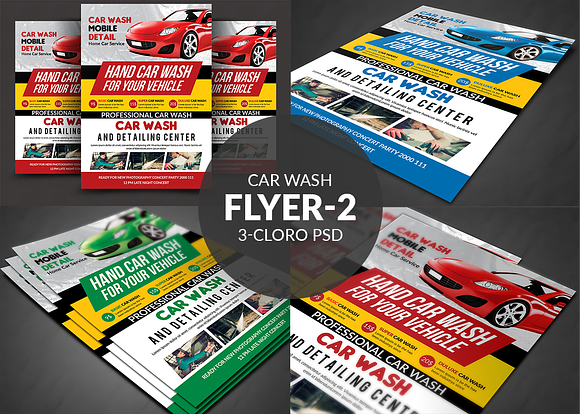 Car Wash Flyer Bundle in Flyer Templates - product preview 2