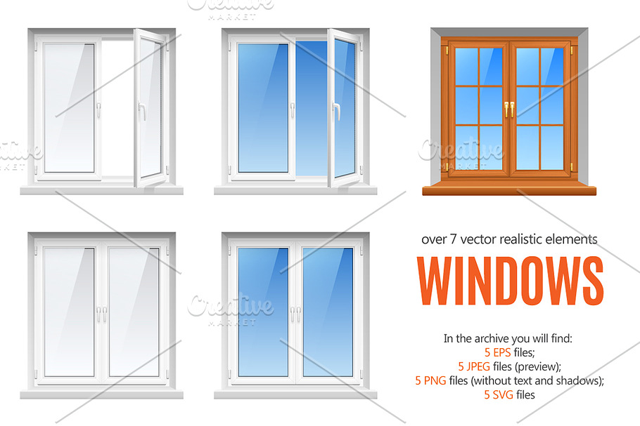 Windows Realistic Set in Illustrations - product preview 8