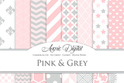 Pink and Grey Digital Paper Patterns
