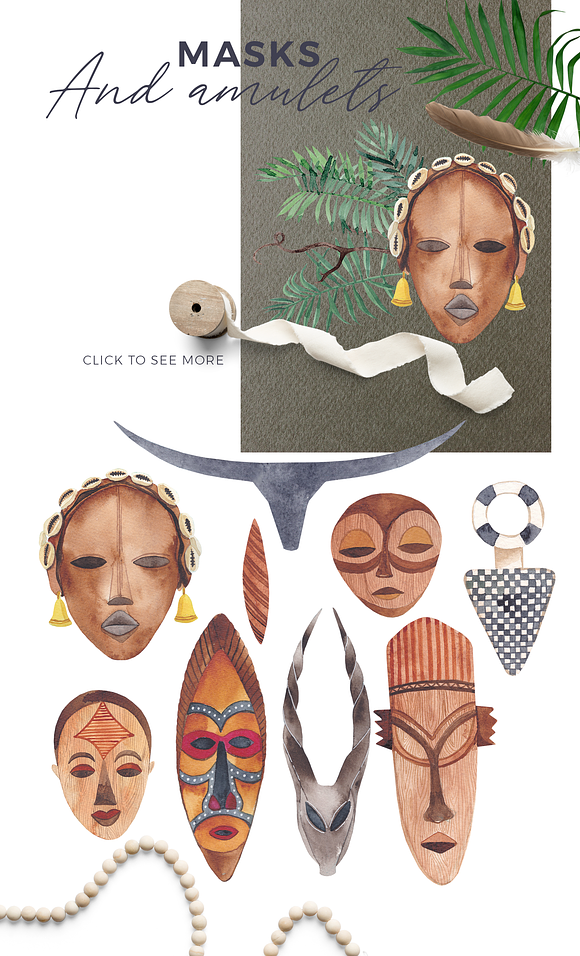 Africana - watercolor scene creator in Objects - product preview 3
